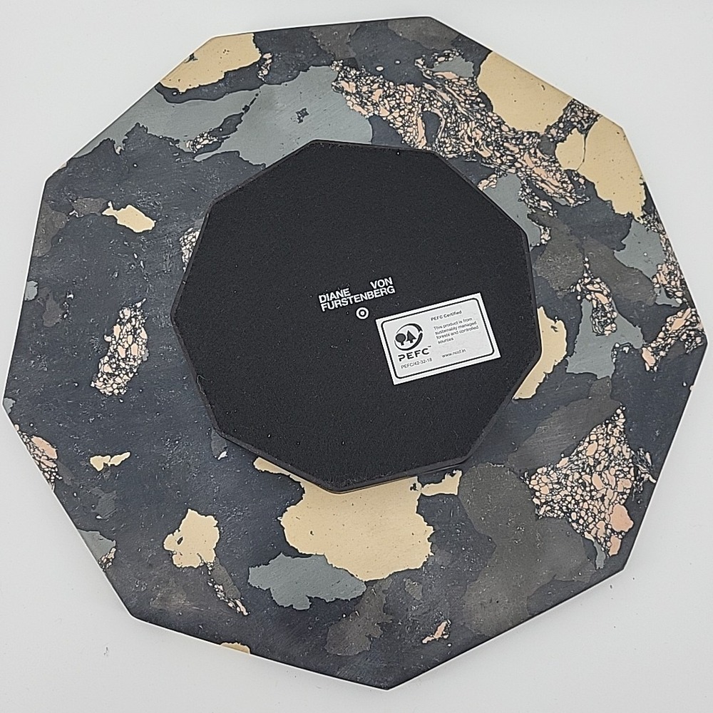 Diane von Furstenberg DVF Target Neutral Marble Stone Lazy Susan Serving Stand - Picture 3 of 3